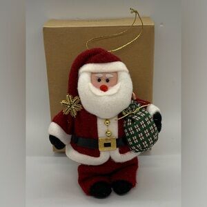 Vintage AVON 2001 Fabric Ornament “SANTA” With Original Box